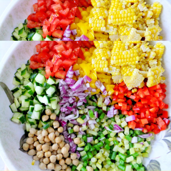 Chopped vegetables for burger tikki
