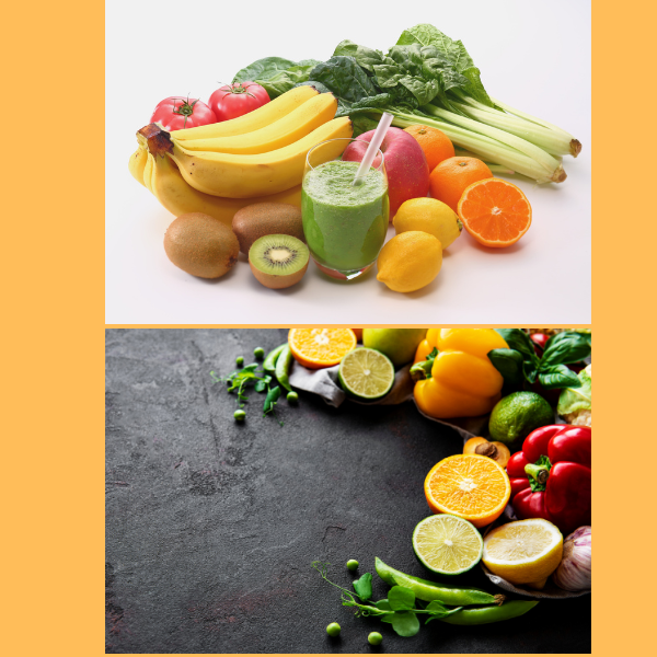 Fruits and green vegetable